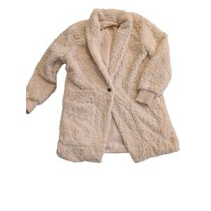 C&C California Womens Beige Sherpa Coat Cozy Plush Jacket Small
